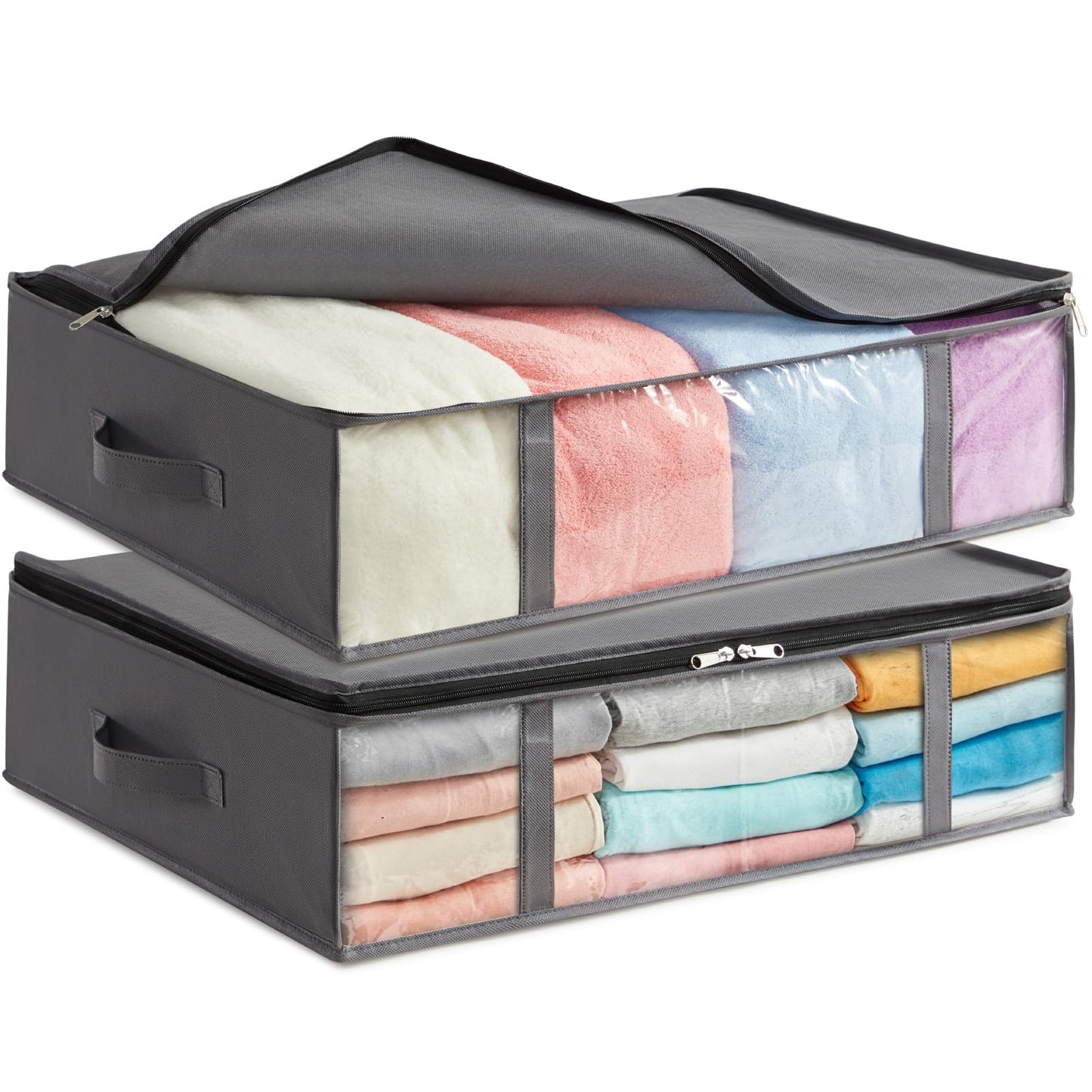 Lifewit 2 Pack Under Bed Storage,40L Clothes Storage Bags with Clear Window