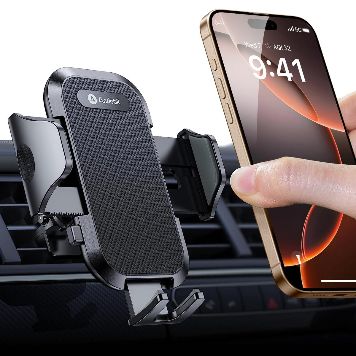 andobil [2026 NEW Car Phone Holder, [Patented Hawksbill Clip] Mobile Phone Holder for Cars Air Vent Automobile Cradle Car Phone Mount Compatible with