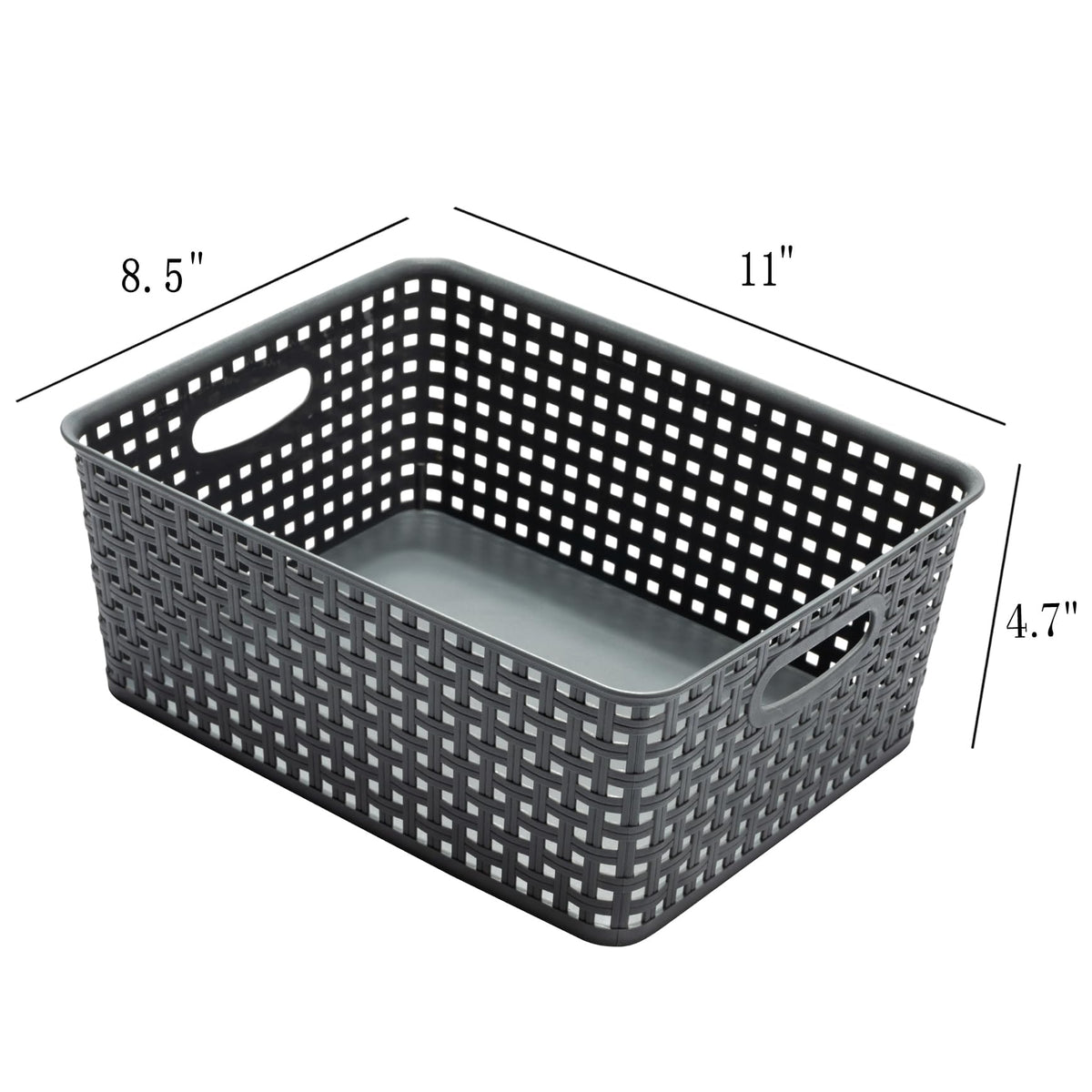 Eslite Plastic Storage Baskets for Organizing,11.42"X9"X4.7",Pack of 4 (Grey)