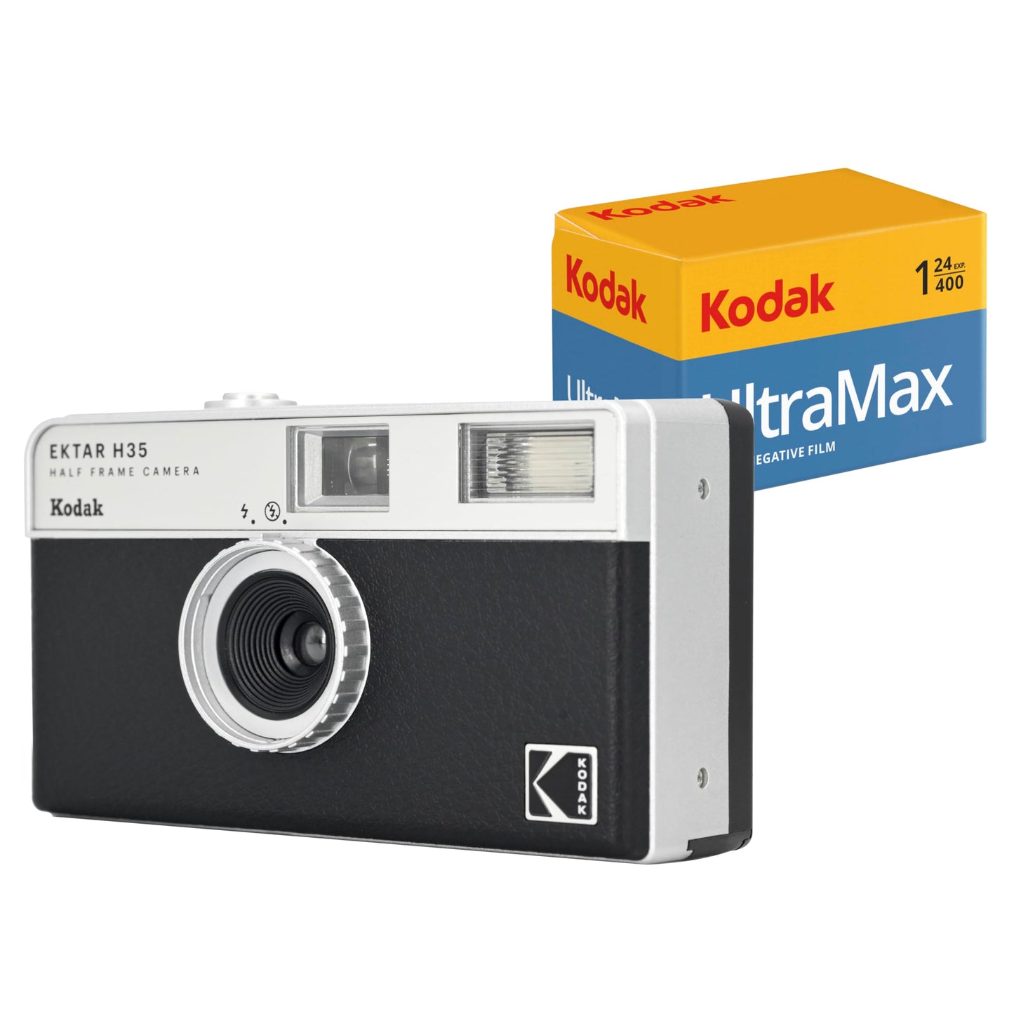 KODAK EKTAR H35 Half Frame Film Camera (Black, Bundle with 24exp film)