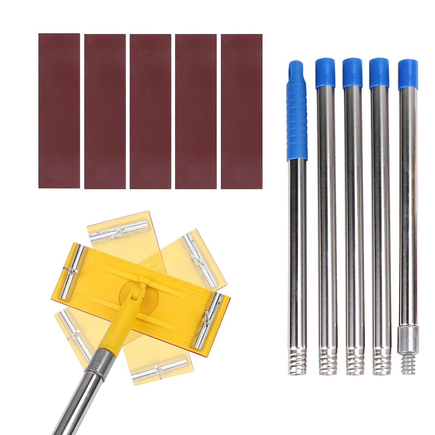 Heavy Duty Swivel Pole Sander Head, Wall and Ceiling Sanding with Extension Pole & 5PCS Sandpaper, for Fast, Productive Floor, Wall, and Ceiling