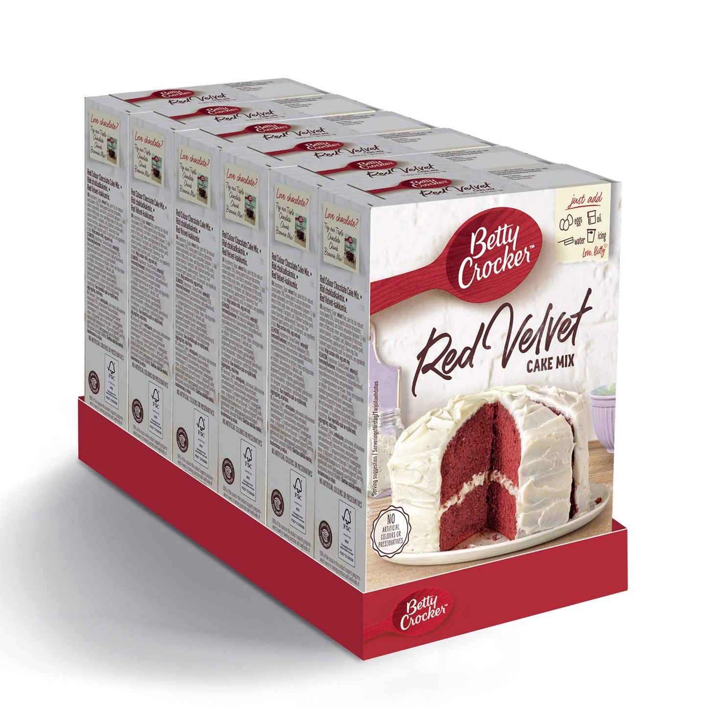 Betty Crocker Red Velvet Chocolate Cake Mix 425g (Pack of 6)