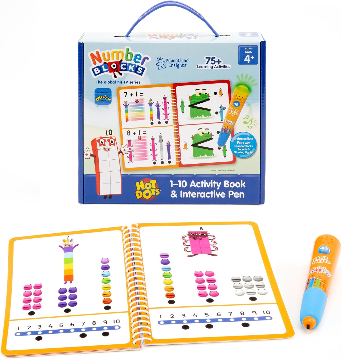 Learning Resources Hot Dots Numberblocks 1–10 Activity Book & Interactive Pen, New but open scruffy box
