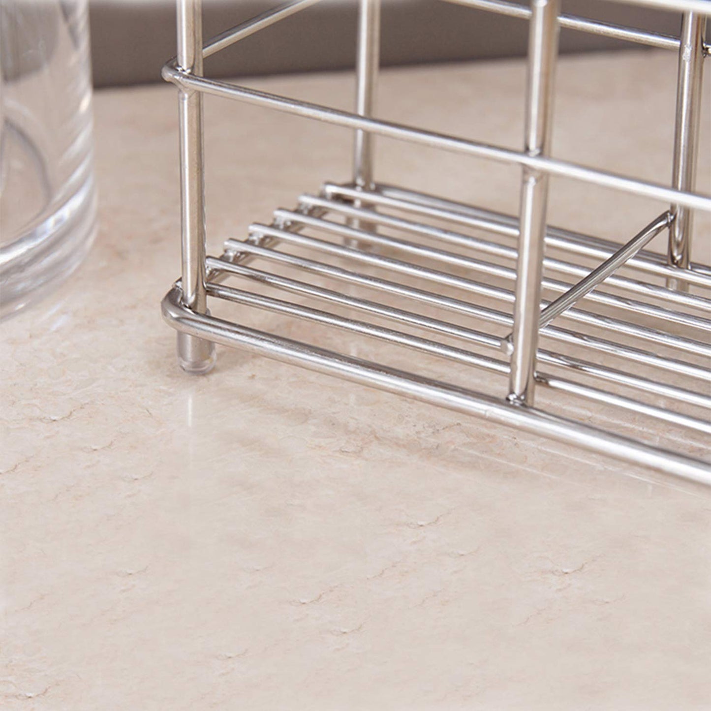 SENSOUSONG Tooth Stand Brush Toothpaste Storage Stand - Metal Steel Stainless Welding Drain Toothbrush Holder, for Bathroom, Razor, Cosmetics