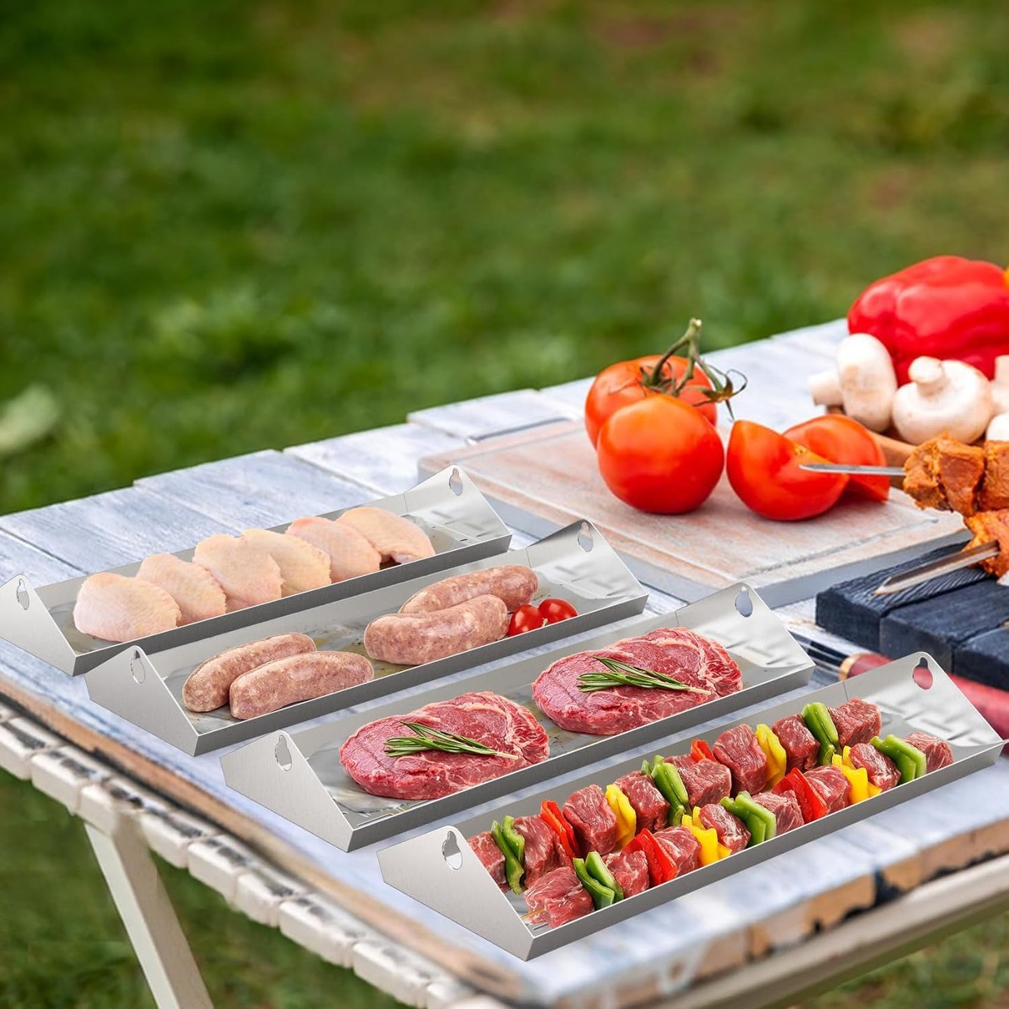 onlyfire BRK-6026 BBQ Grill Rotating Stainless Steel Rotisserie Trays Kit with Hexagon Hole- Fits for 18" and Larger Grill