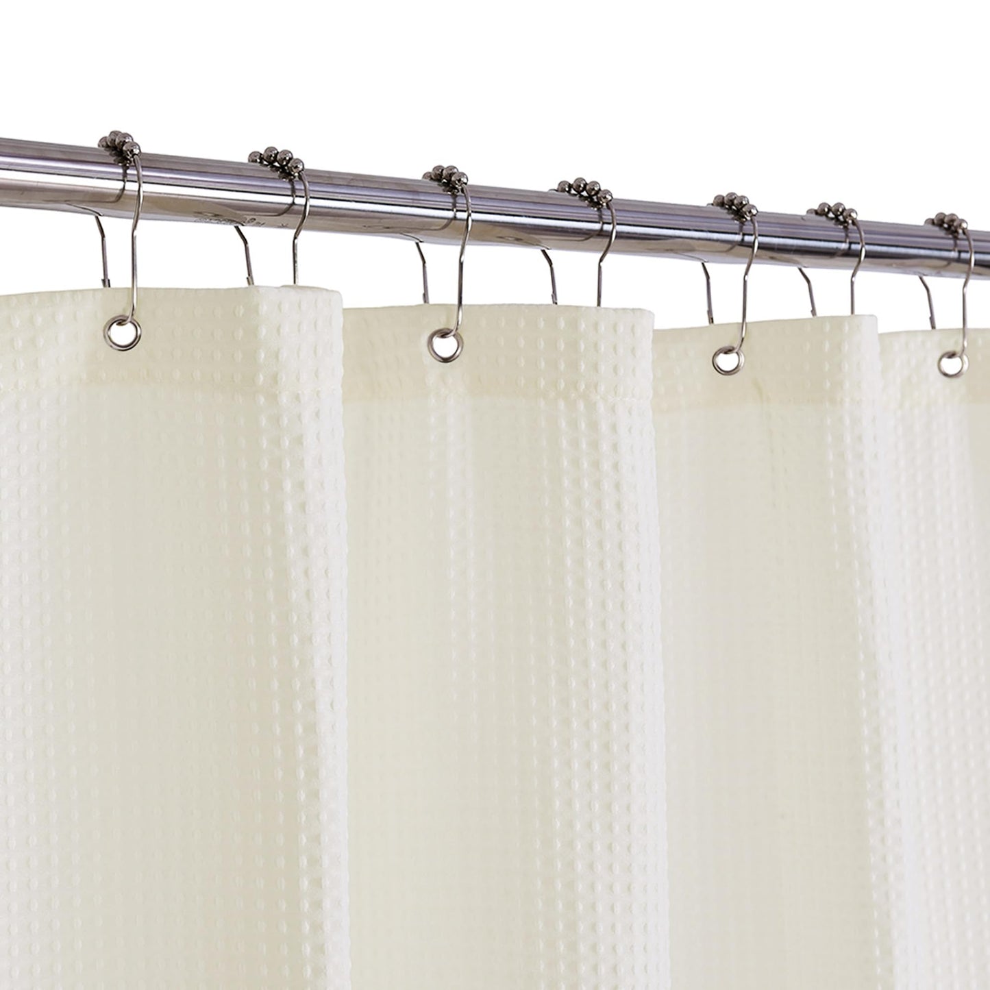 Barossa Design Extra Long Fabric Waffle Weave Shower Curtain 84 inch Height, Hotel Luxury Spa, Water Repellent, 230gsm Heavy Duty, Machine Washable,