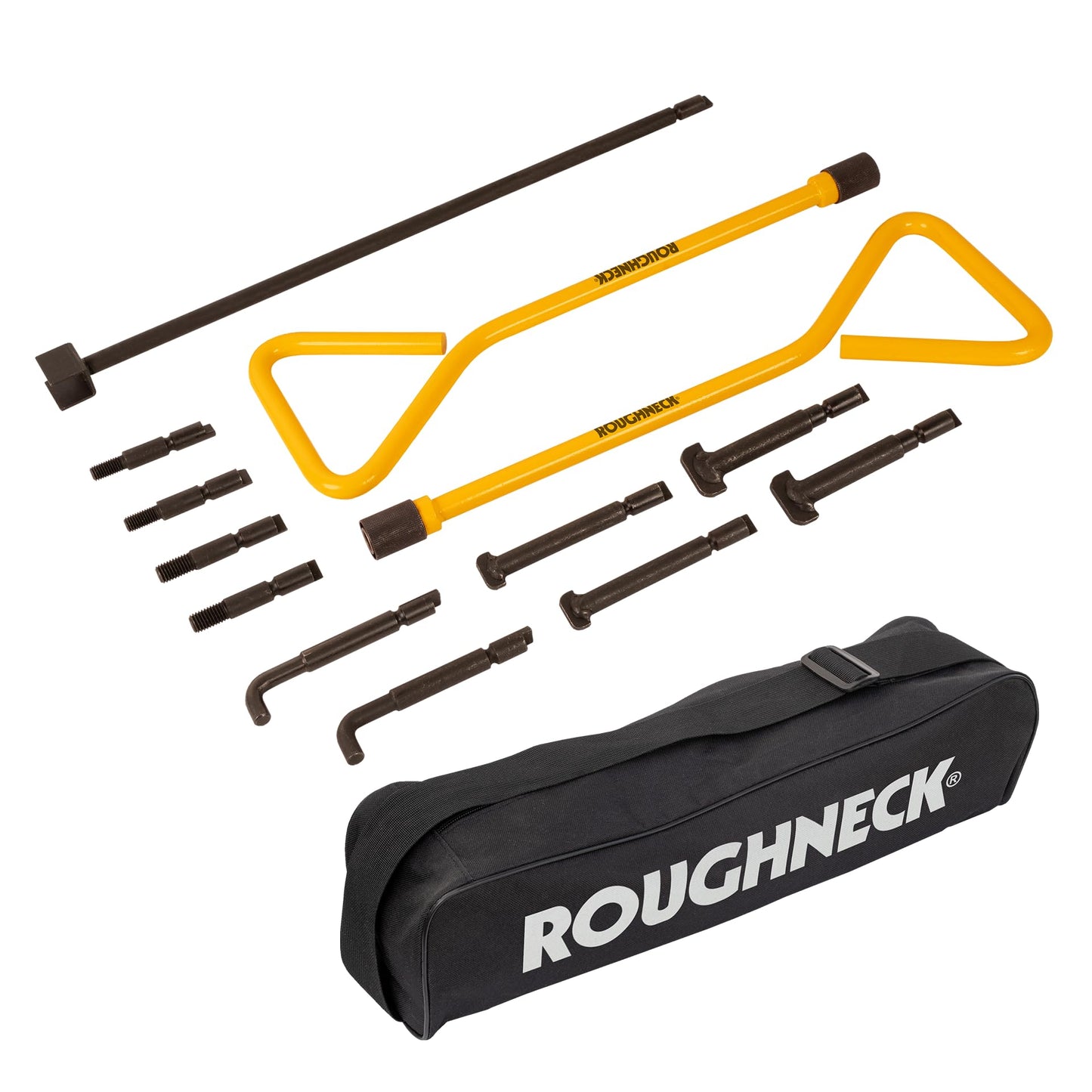 ROUGHNECK? Universal Manhole Key Set, 13 Pieces: 2 Handles, 11 Keys (6 Types) and Carry Case