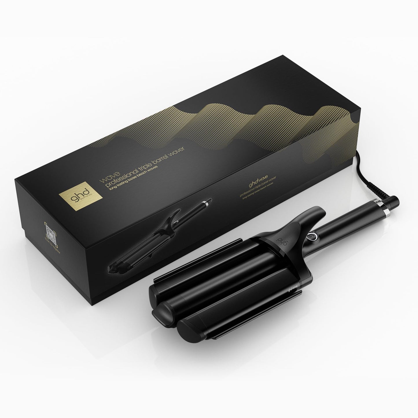 ghd Wave Triple Barrel Waver in Black - for Quick, Loose Beach Waves That Last All Day, Less Frizz, ghd Advanced Technology, No Extreme Heat Damage -