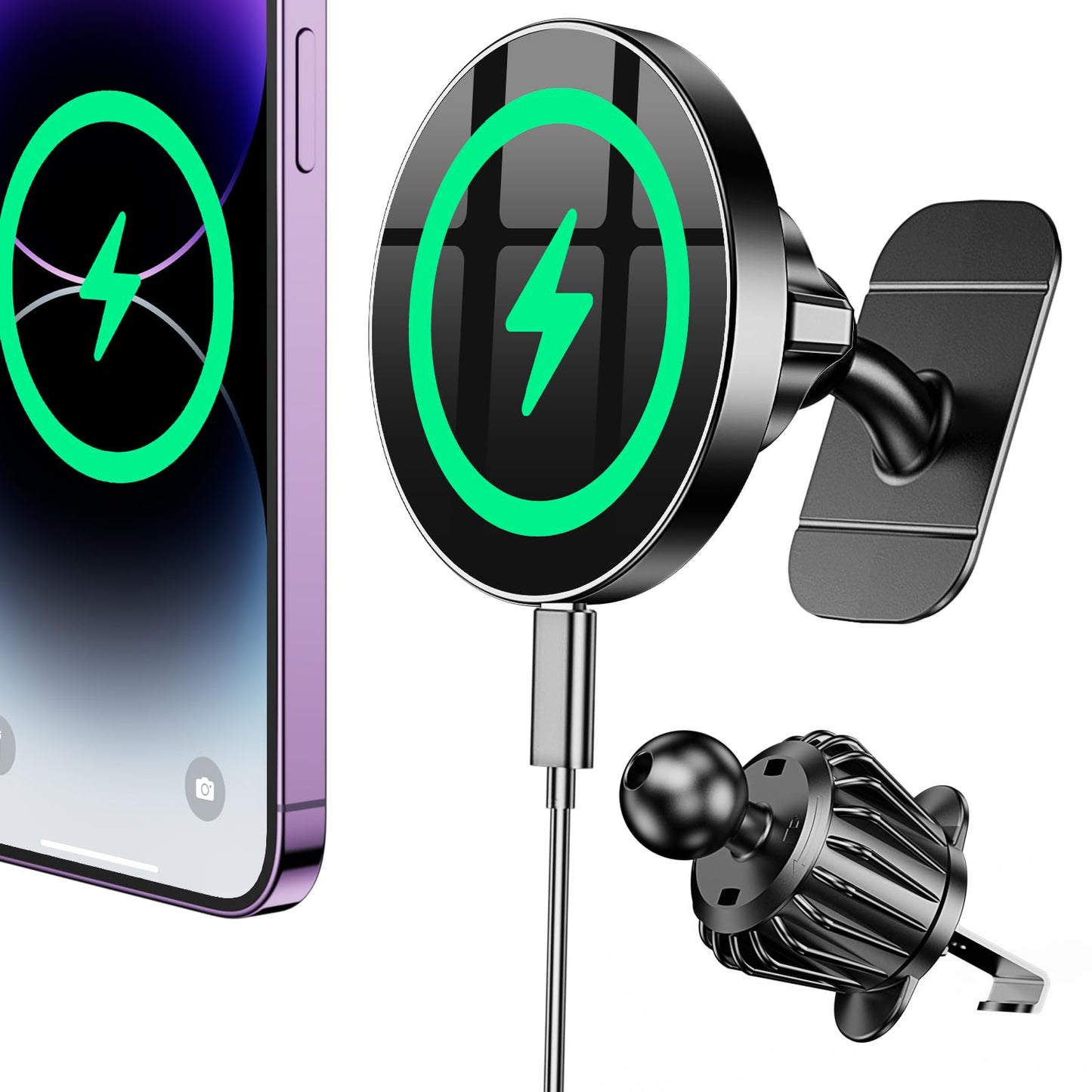 Coolpow for Magsafe Car Mount Charger?100% Stable?15W Magsafe car charger for Dash Vent?Super Magnet?Magnetic Phone Holder for Car Accessories Phone