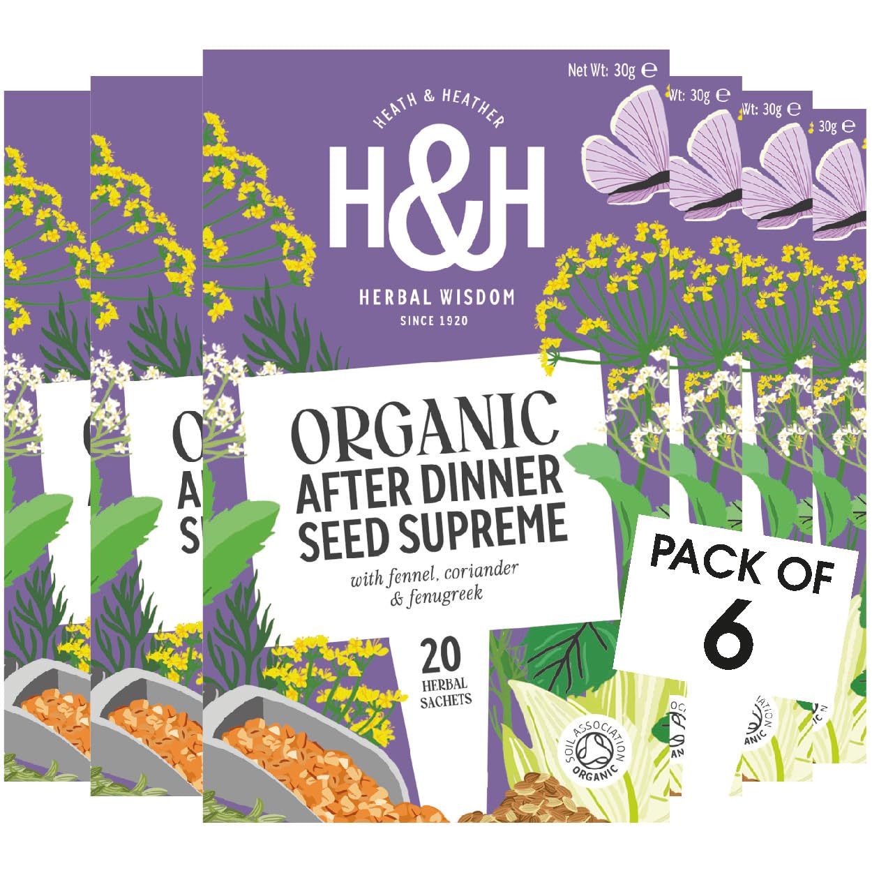 Heath & Heather - Organic After Dinner Seed Supreme Tea with Fennel, Coriander & Fenugreek ? Gluten-Free Digestive Blend ? Naturally Caffeine-Free ?