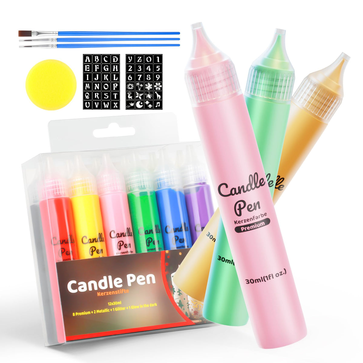 iaHOME Candle Pens Candle Wax Pens for Candle Decoration 30ml Bottles, Candle Painting Pens Candle Marker for Wax Melts, DIY Candle Making, Create