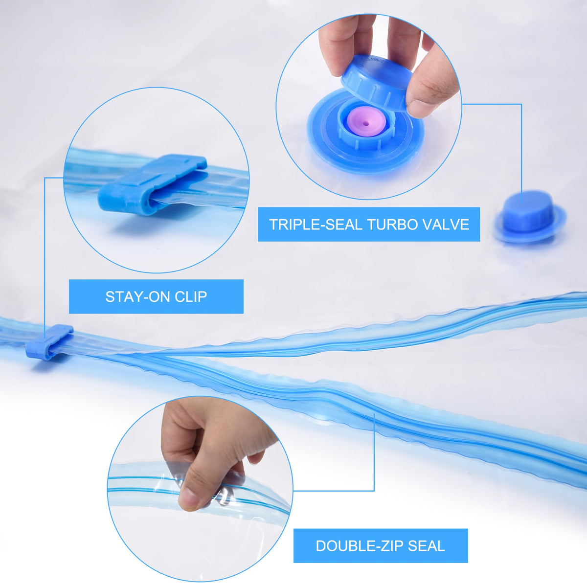 ZWMYF Small Vacuum Storage Bags. Space Saver Bags for Travel and Home Reusable Vacuum Storage Bags Save 80% More Storage Space Work with Vacuum