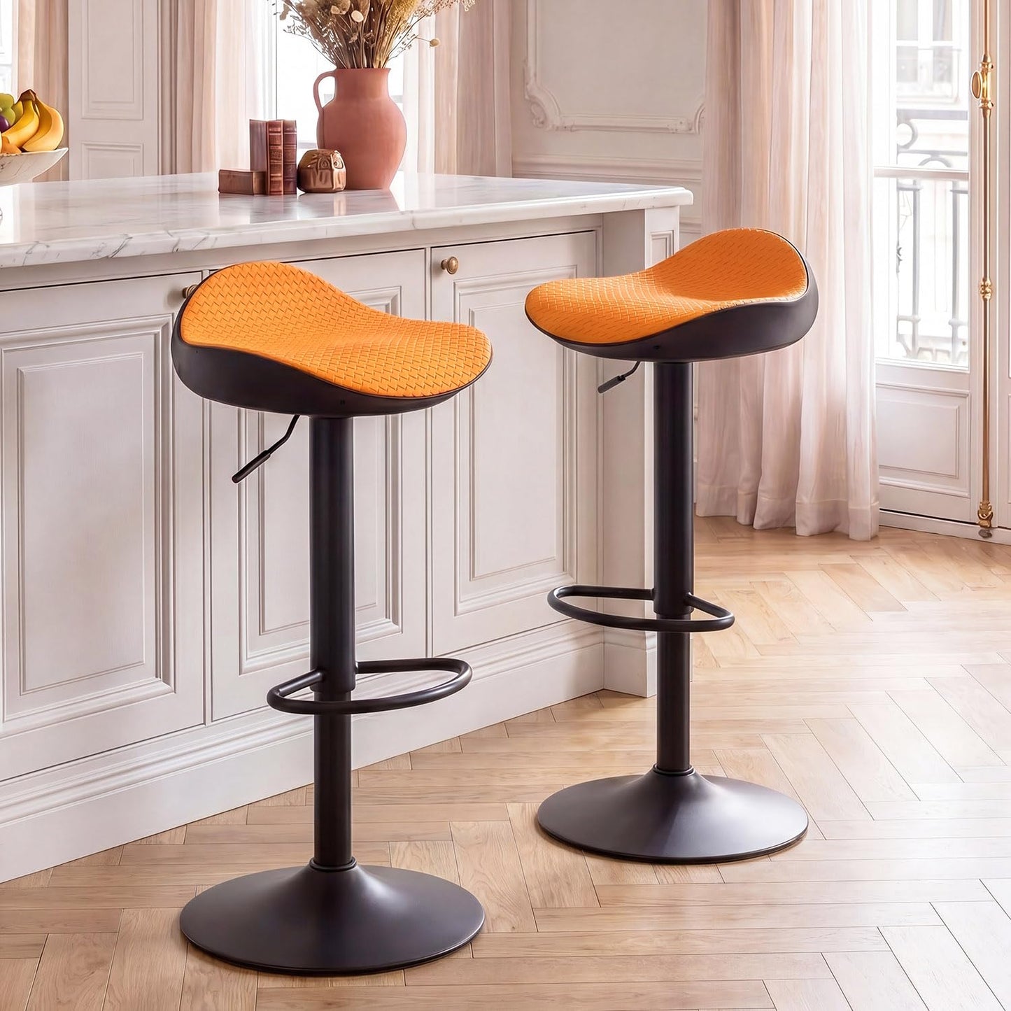 YOUNUOKE Orange Bar Stools Set of 2 Backless Breakfast Barstools