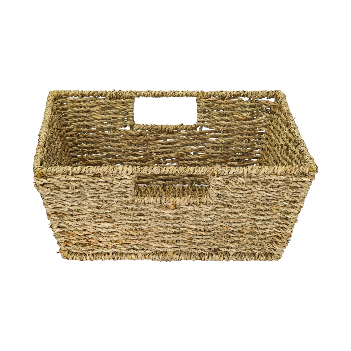 HMF Empty Gift Basket, Storage Basket, Braided Seagrass, Rectangular, 30 x 30 x 12 cm