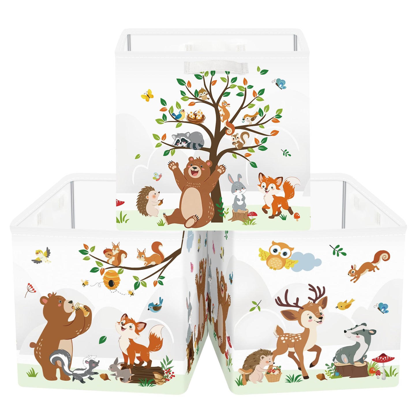 Clastyle 3 pcs Animals Cube Storage Boxes for Shelves Kallax Boxes