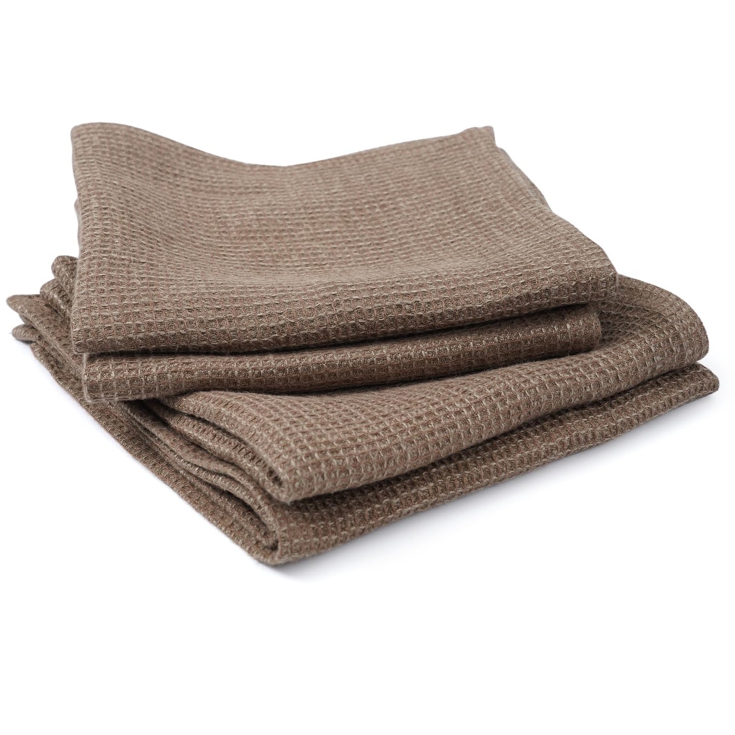 HSOFTIFY 100% Pure Linen Washcloths with Waffle Weave 4 Pack, Coffee