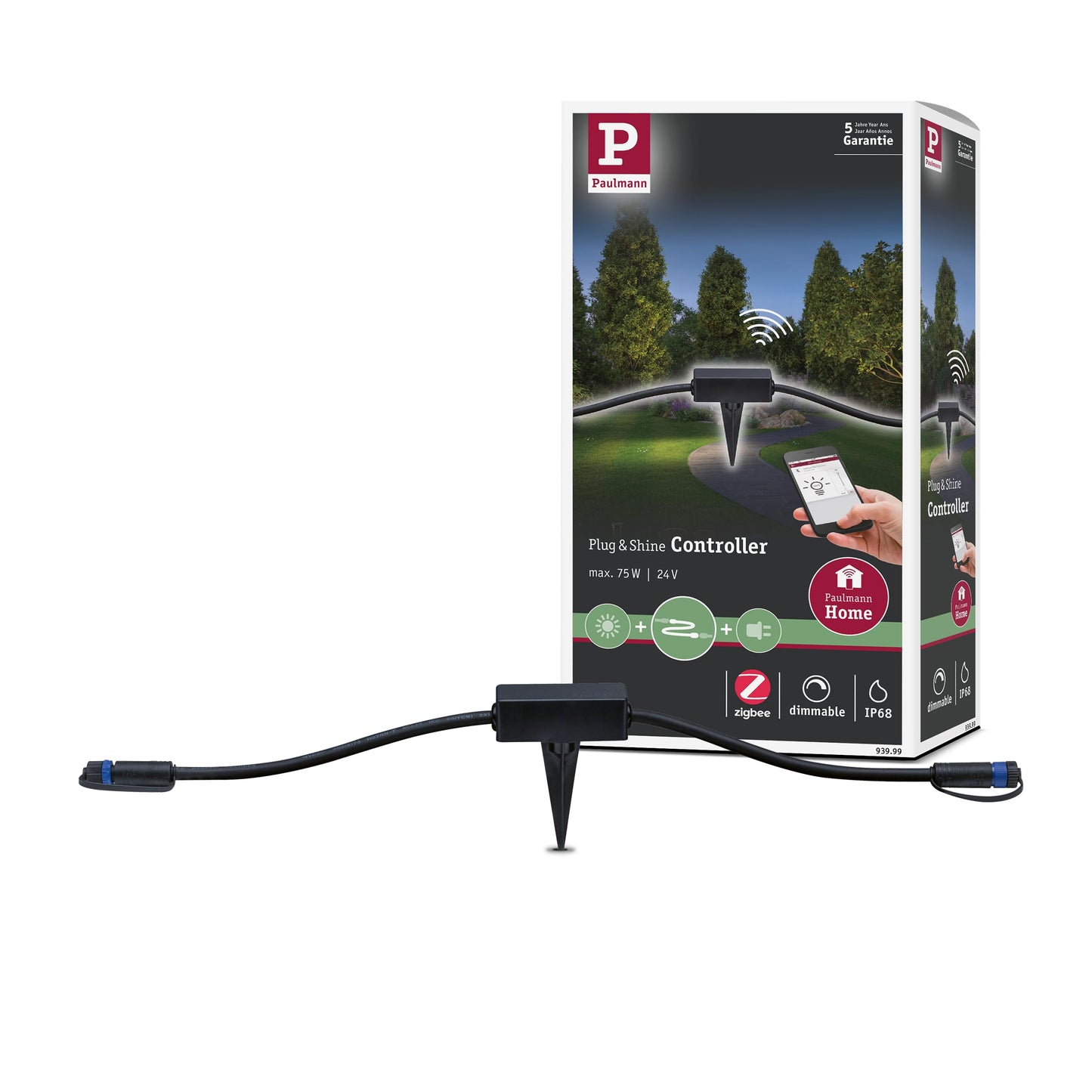 Paulmann 93999 Plug & Shine Zigbee Outdoor luminaires IP68 SmartHome max. 75 watts Control dimmable, Black