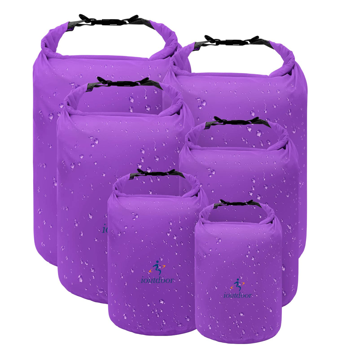 ioutdoor Dry Bag Set 2L + 5L + 10L + 20L+ 40L+ 70L Waterproof Small Lightweight Dry Bags for Paddle Board Kayaking Swimming Fishing Camping Hiking