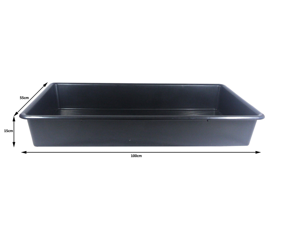 Britten & James 100 x 55cm Large Extra Deep Tray Black. Use in the garden, greenhouse, for hydroponics, oil drain tray, for muddy boots, litter tray