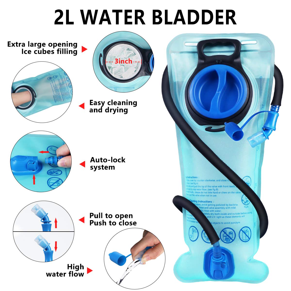 Lunidry Hydration Pack Thermal Insulated Hydration Backpack with 2L BPA Free Leak-Proof Water Bladder, Daypack Perfect for Running, Cycling, Hiking,