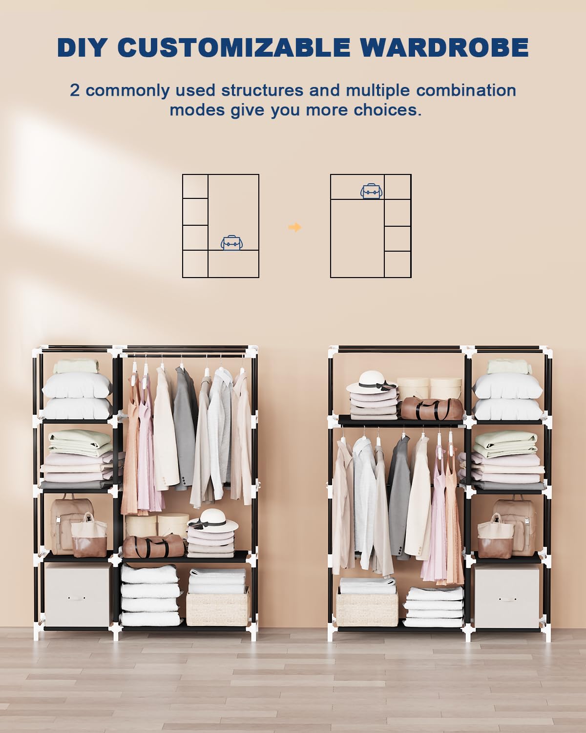 Mavivegue Fabric Wardrobe, 45 x 107 x 161 cm Portable Wardrobe