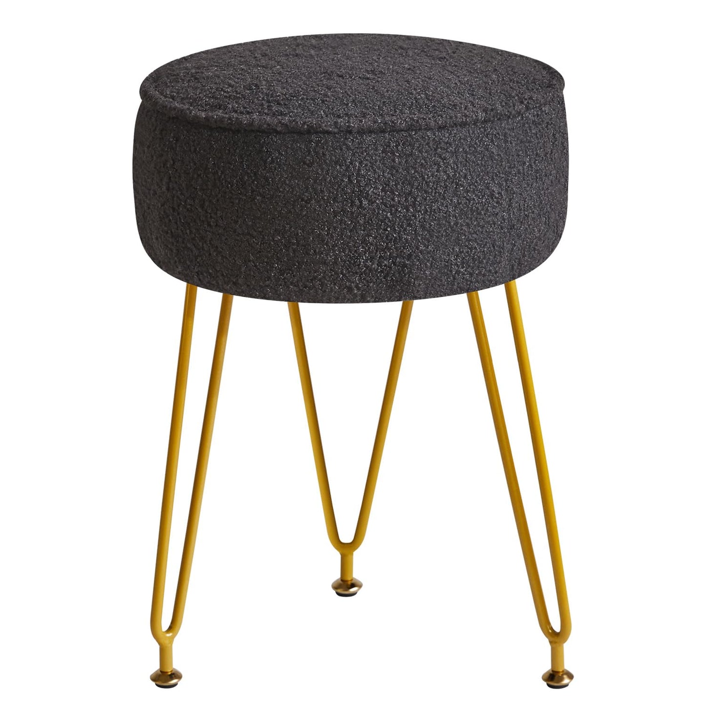IBUYKE Makeup Vanity Stool Chair, Teddy Velvet Footrest, Black WBD009B