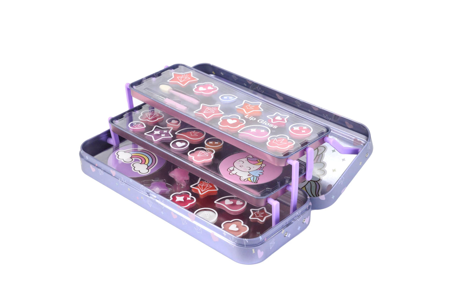 Lip Smacker Color Tin, Kids Makeup Set with Lip Glosses and Shimmer Creams for Face in Different Flavours and Shades, All-in-One Giftset for your