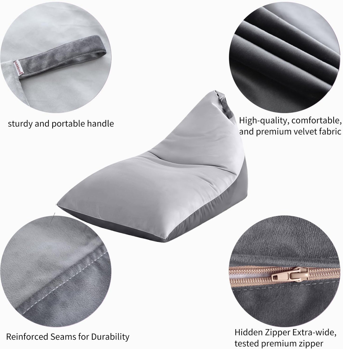 Nobildonna Stuffed Animal Storage Bean Bag Chair Cover Only for Kids and Adults, Extra Large Beanbag Without Filling Plush Toys Holder and Organizer