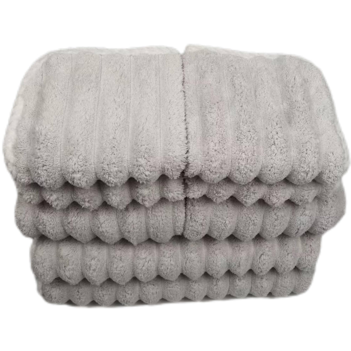 Soft Bath Towels Set, Microfiber Ribbed Oversized Bath Towels Extra Large for Bathroom, Home, Hotel, Spa, Beach, Pool, Gym (8-Piece Towel Set, Grey)