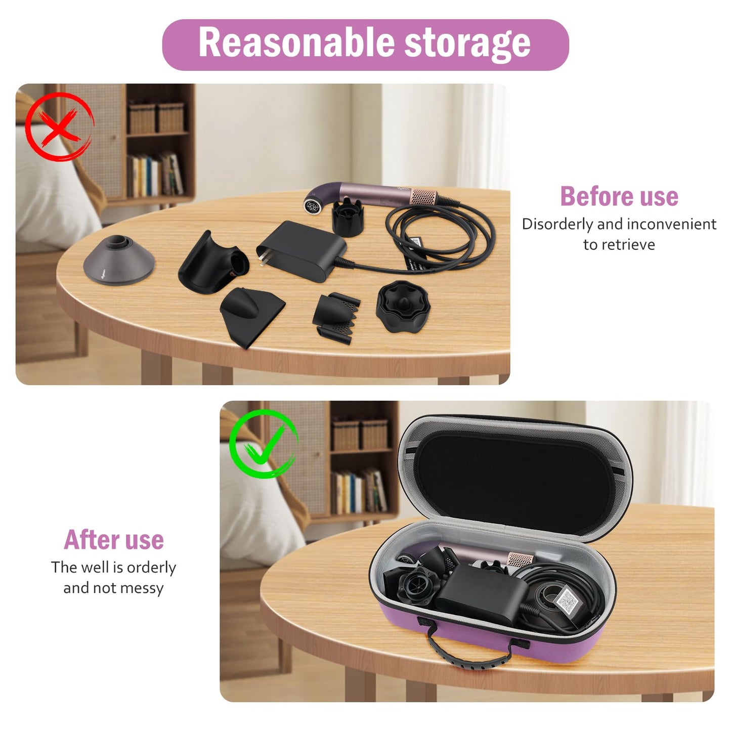 XINGFUDAO Carrying Case Compatible with Dyson Supersonic R Hair Dryer, Hard Travel Bag Compatible with Dyson Supersonic R Accessories (Purple)