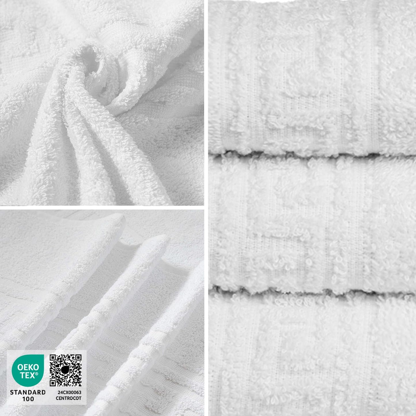 nice homeit Set of 4 Bath Towel in 100% Ring-Spun Cotton - Extra Soft and Absorbent Bath Towel Set, Made in Italy - White (60 x 100)
