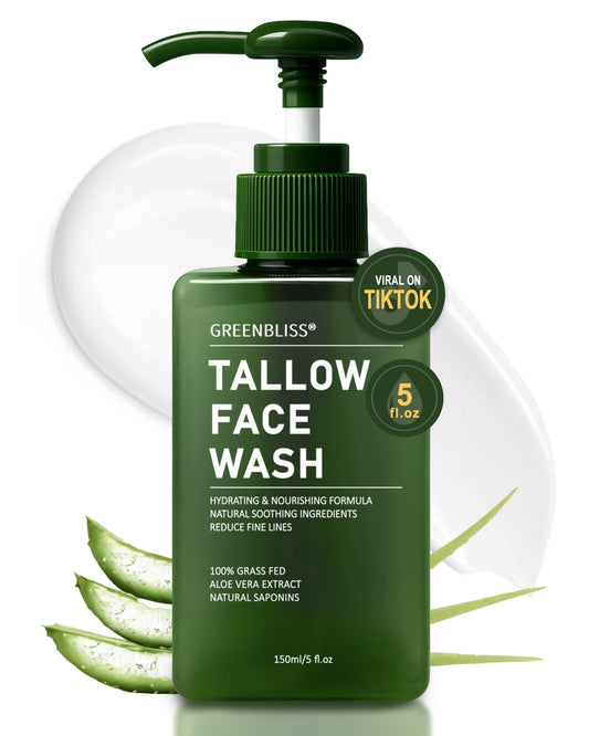 Beef Tallow Skin Care - Grass Fed Beef Tallow Hydrating Facial Cleanser Skincare, Women Skin Care Tallow Gentle Face Cleanser Moisturizer, Beef Tallow