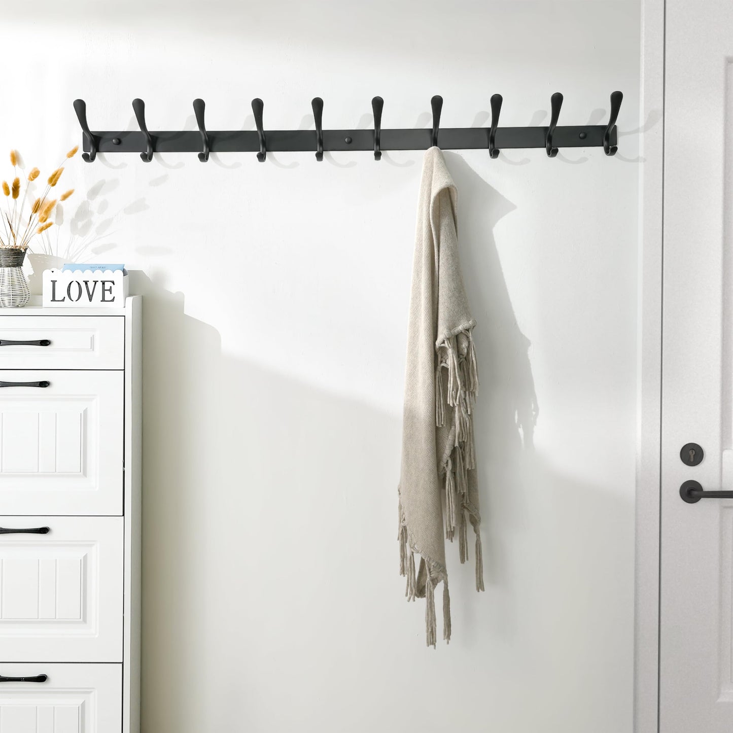 SKOLOO Coat Rack Wall Mounted - 10 Hooks, Pack of 2, Heavy Duty, Stainless Steel, Metal Wall Coat Hanger, Sturdy Wall Hooks for Hanging Coat, Jacket