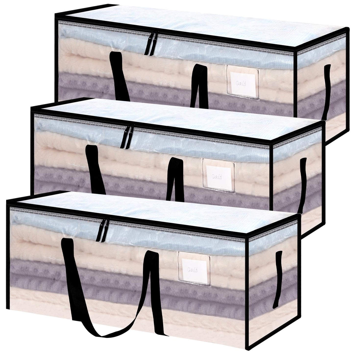 Yafe 3 Pack Large Clothes Storage Boxes with Lids, 120L Moving Bags