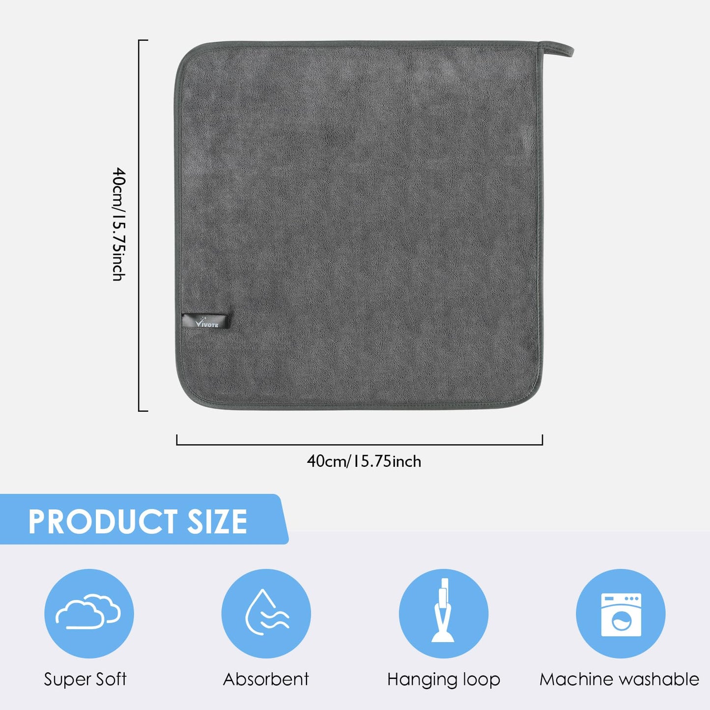 VIVOTE Microfibre Hand Towels for Bathroom Hand Towel with Hanging Loop