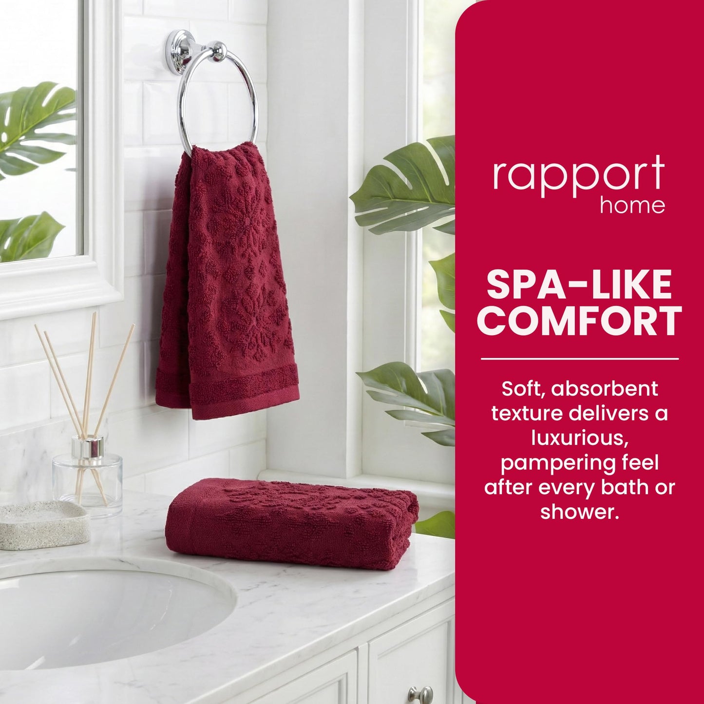 Rapport Home Versailles Jacquard Face Towels 2-Pack – Luxurious 100% Cotton 500gsm Soft Absorbent Face Cloths