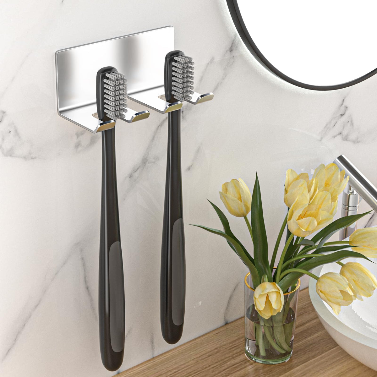 YAYINLI Toothbrush Holder Wall Mounted - Electric Tooth Brush Holder for Bathroom, Self Adhesive Non Screw Toothbrush Head Holder