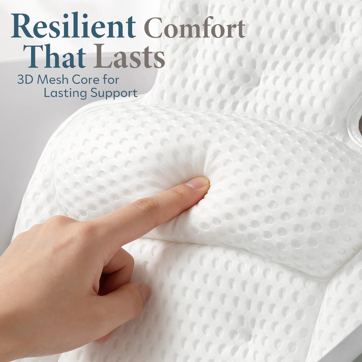 Bath Pillows for Tub, Comfortable Bathtub Cushion for Head and Neck with Soft 3D Mesh Fabric and 54 Non-Slip Suction Cups