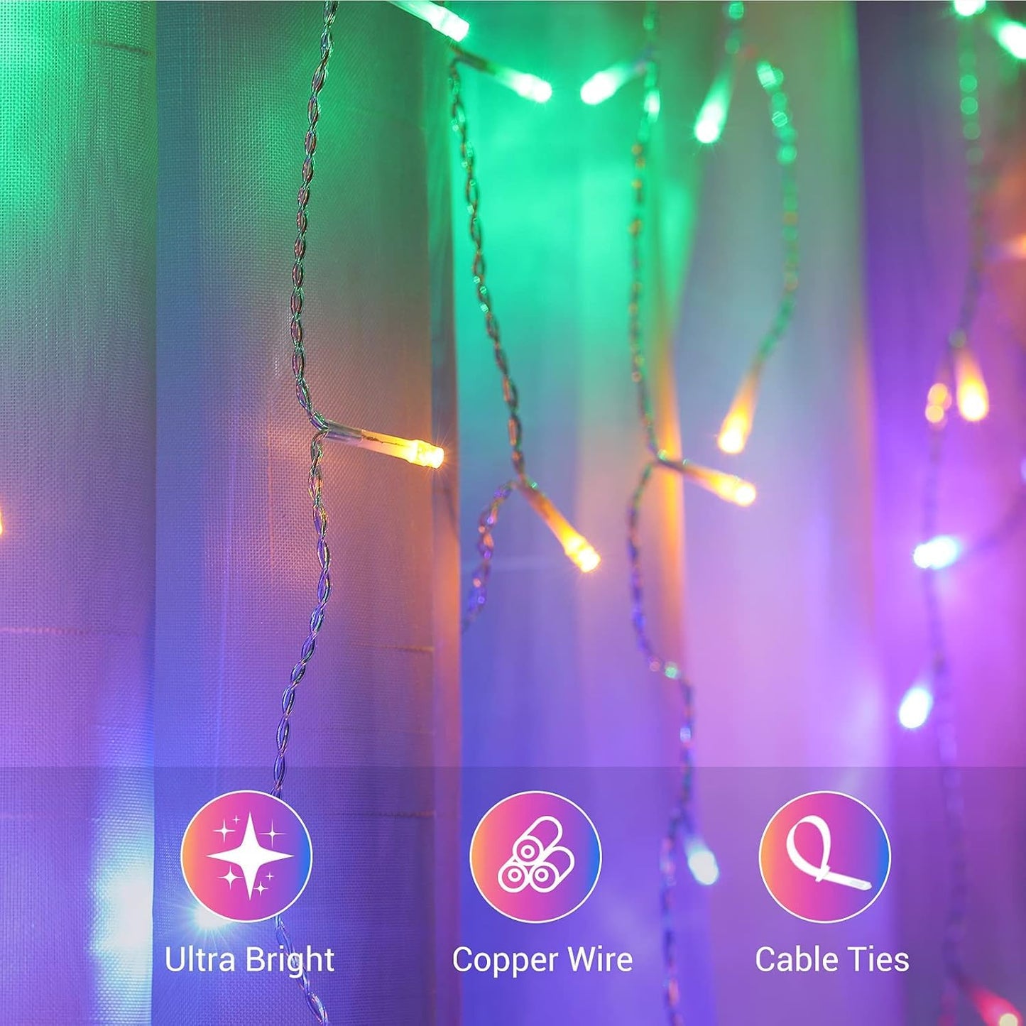 GlobaLink Christmas Icicle Lights Outdoor, 10M/32FT 400LED Icicle Fairy Lights with Timer & 8 Modes, 80 Drops Mains Powered Outdoor Christmas Lights