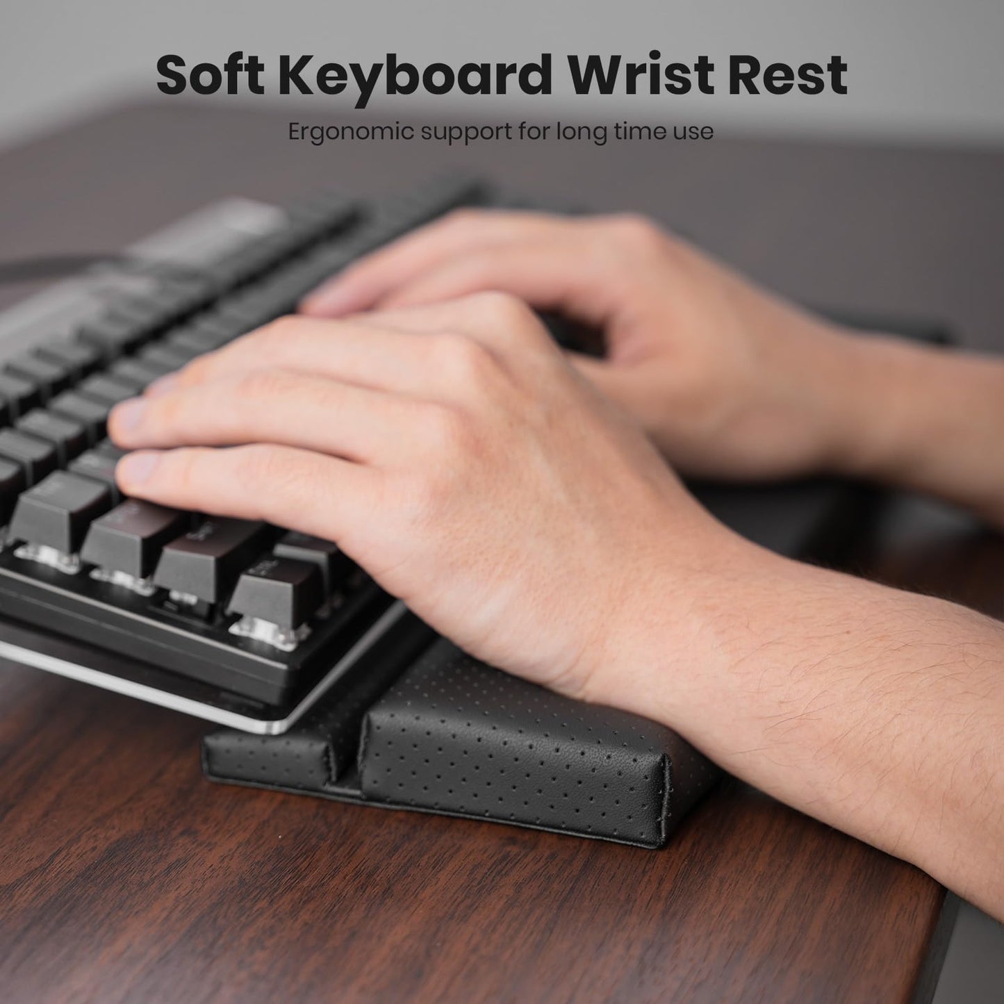 Tilted Keyboard Stand w/Wrist Rest - Klearlook Angle Adjustable Keyboard Riser for Desk, 16.9x7.3in Ergonomic Acrylic Computer Keyboard Holder