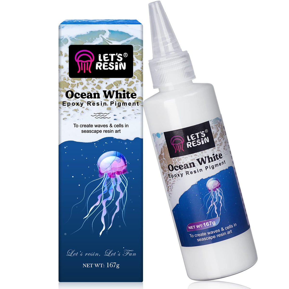 LET'S RESIN Ocean White Epoxy Resin Pigment 167g, High Concentrated Pigment Paste for Epoxy Resin & UV Resin, UV Resistant Opaque Pigment for Creates