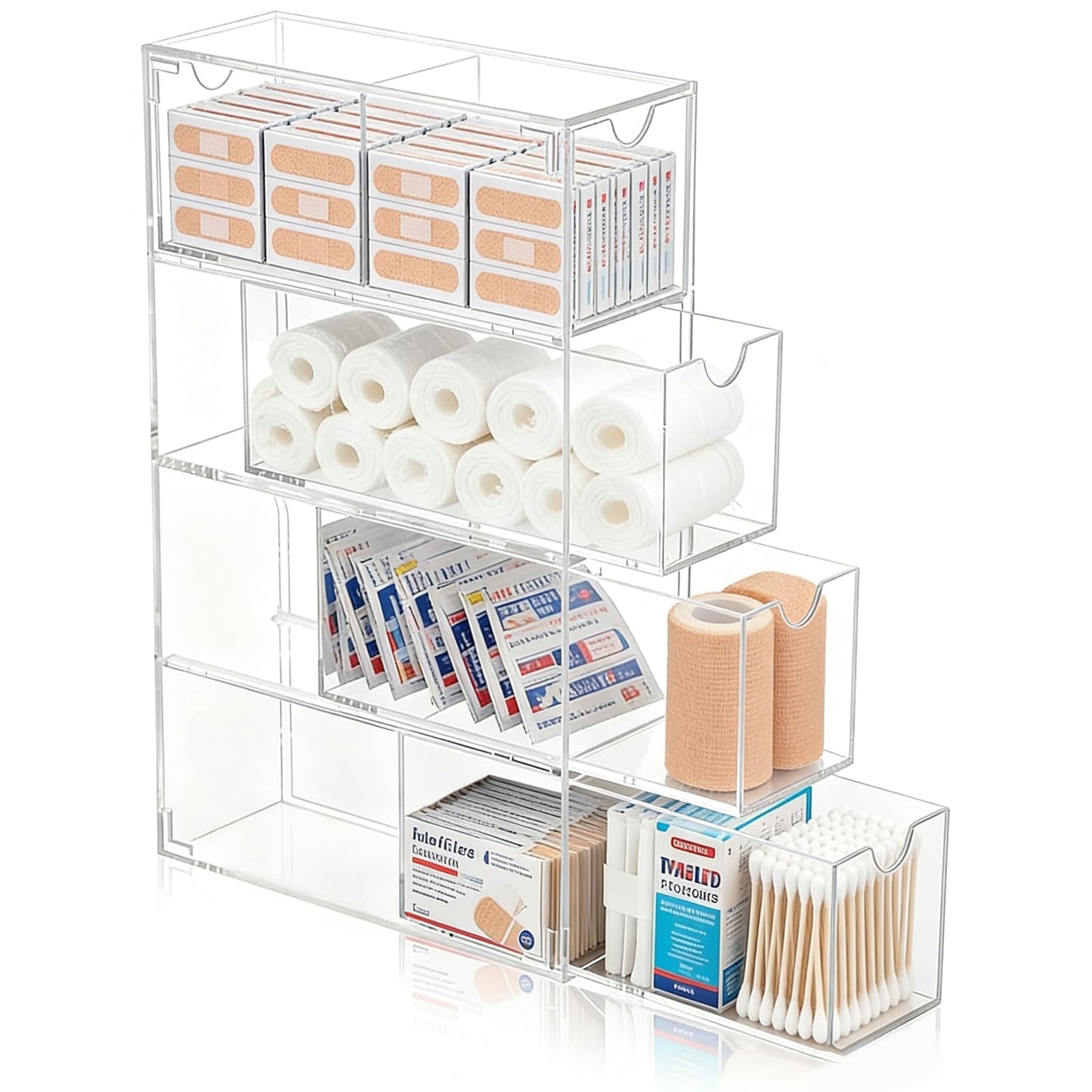Punorric Medicine Storage Box - Transparent Medical Box & Household Plastic Drawers Storage Unit, First Aid Box