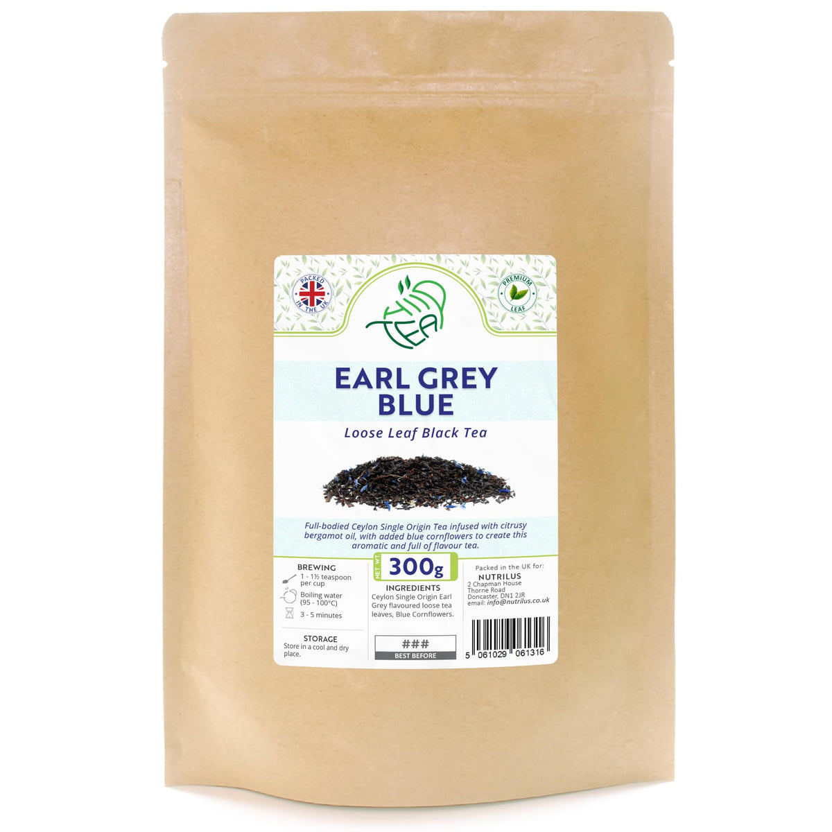 Earl Grey Blue Loose Leaf Tea ? Premium Ceylon Black Tea Infused With Bergamot Oil - with Cornflowers (300g)