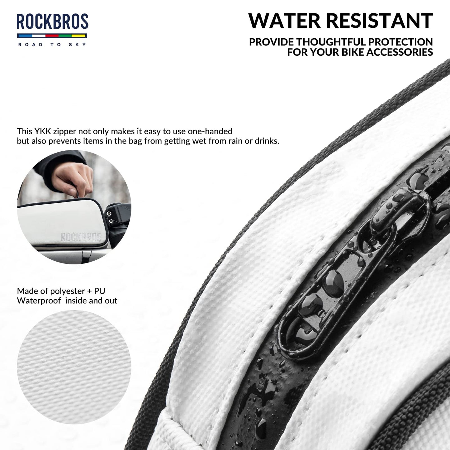 ROCKBROS Road-to-Sky Bicycle Frame Bag Top Tube Bag Waterproof 0.7L Reflective Bicycle Bag for Front Frame for MTB/Road Bike/Gravel Bike