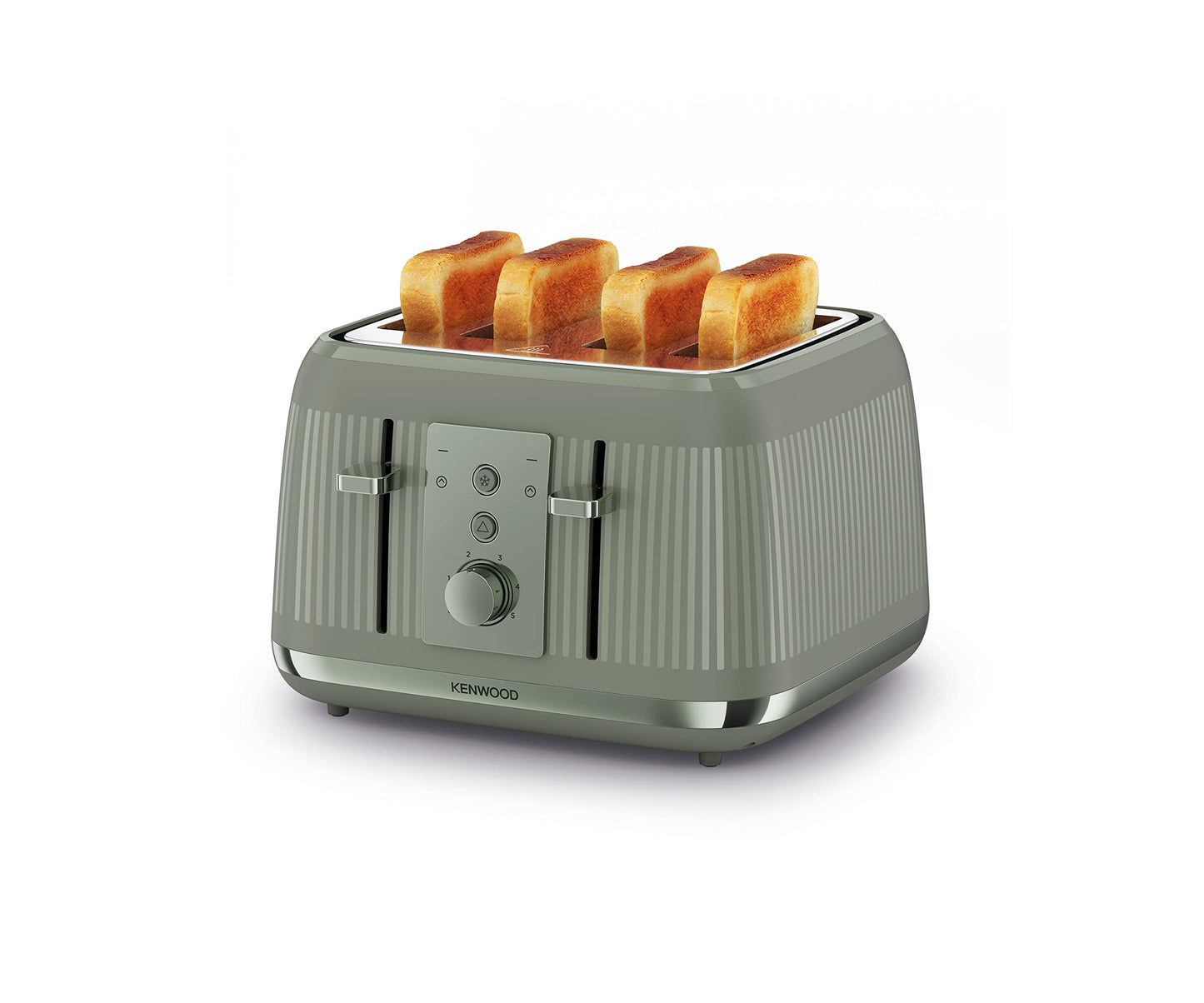 Kenwood Dusk Toaster, 4 Slot Toaster, Reheat, 5 Browning Settings, Defrost and Cancel Functions, Pull Crumb Tray, TFP30.000GN, 1800W, Olive Green