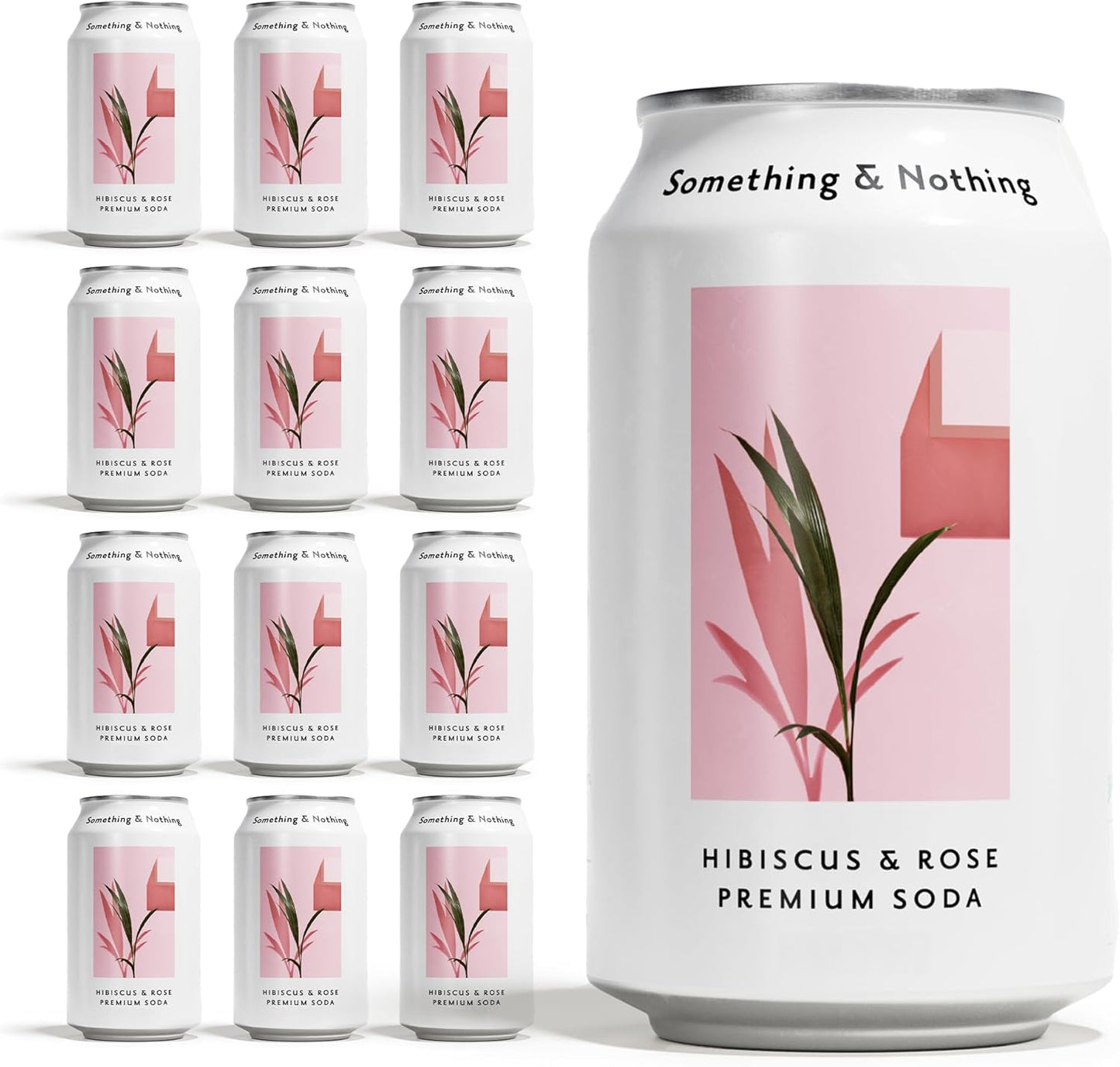 Something & Nothing Hibiscus & Rose Flavoured Sparkling Water, 12 x 330ml Cans | Lightly Carbonated Fizzy Soda Waters with Added Grape & Lemon Juice |