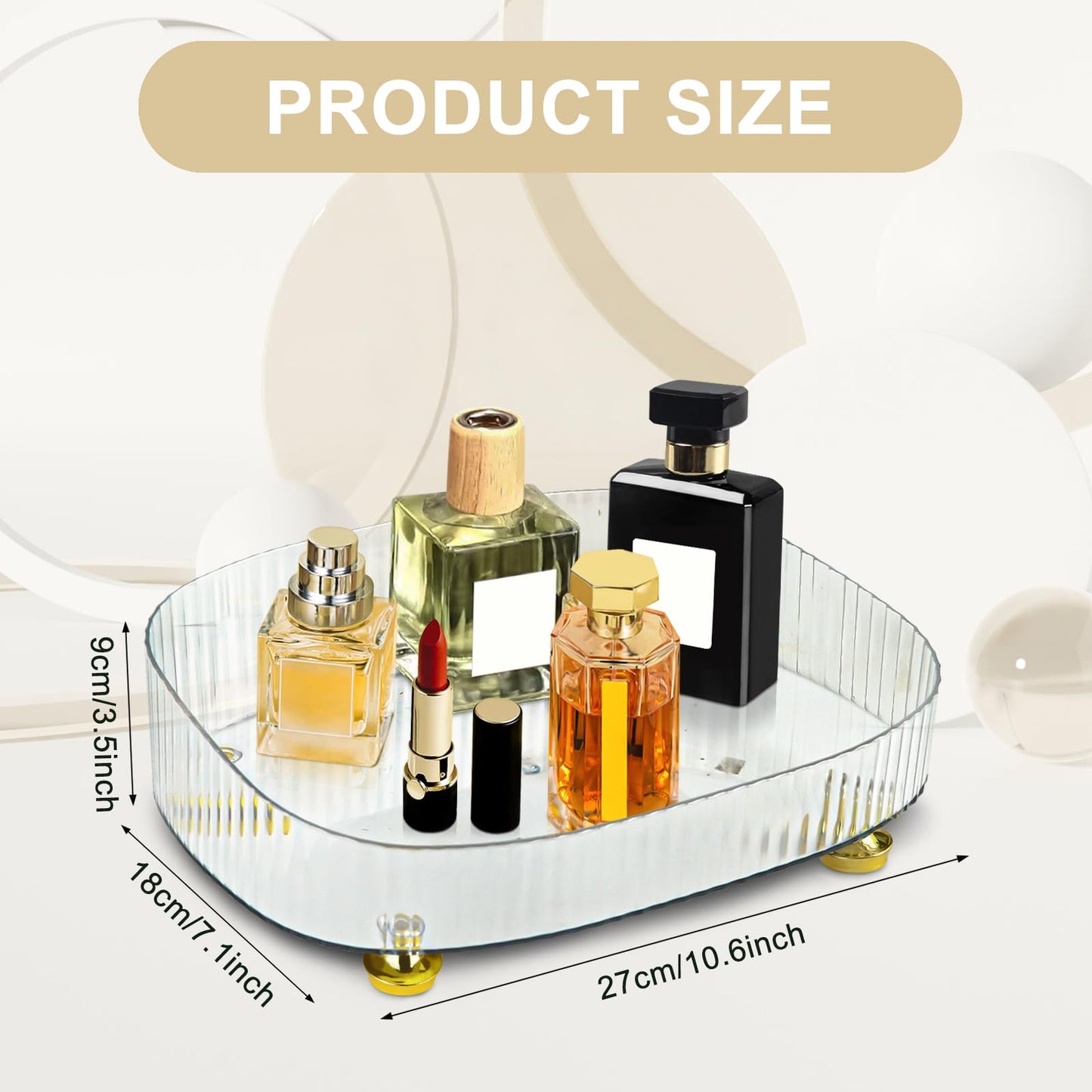 Mulaibdin Perfume Tray for Dresser, Perfume Organiser Tray Plastic, Bathroom Trays for Toiletries, Decorative Trays for Vanity,Bedroom