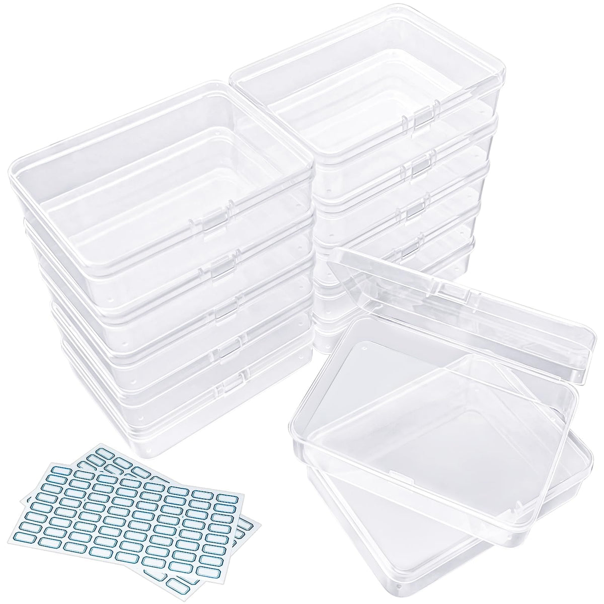 DUOFIRE Small Storage Boxes with Lids, 12 Pieces, 11.3 x 8.4 x 2.9 cm