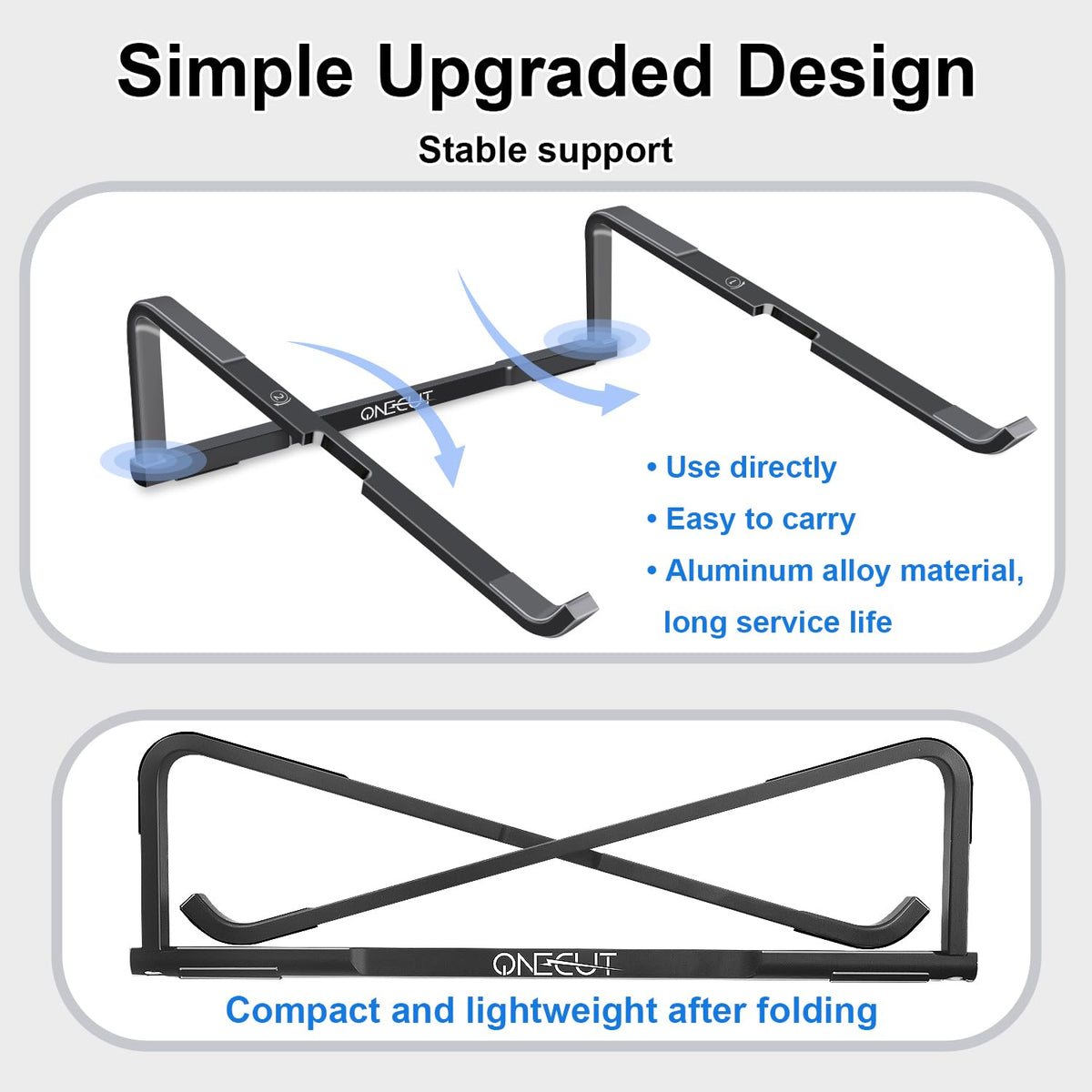 OneCut Foldable Laptop Stand for Desk, Aluminum Computer Stand for Laptop, Potable Laptop Riser, Laptop Stand, Compatible for MacBook Pro/Air, Dell