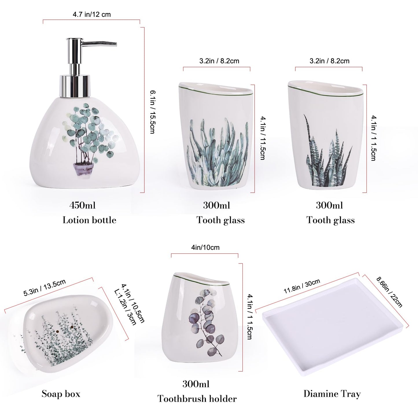 White Bathroom Accessories Set,Modern Countertop Bathroom Decor,Luxury 6 Piece Bathroom Accessory Set,Complete with Soap Dispenser,Toothbrush